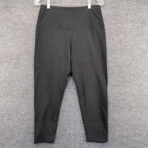 Lysse Women's Pull On Leggings Black Large Stretch Elastic Waistband Studded - Picture 2 of 12